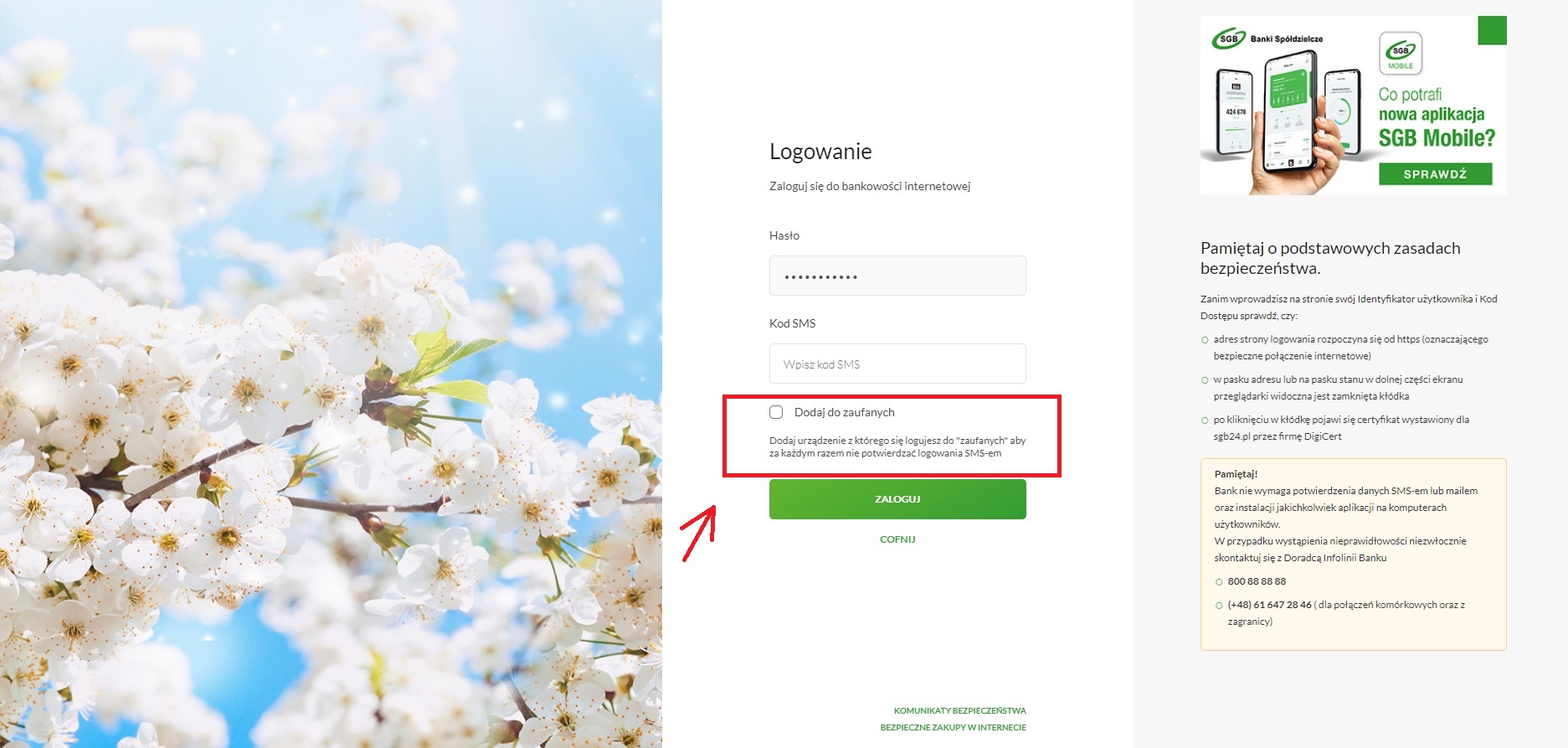 zaufane urządzenie baner logowania do banku