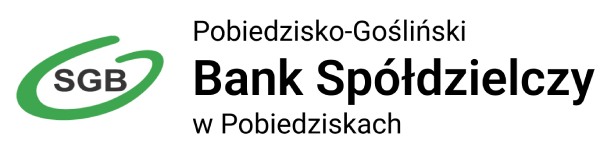 Logo Banku Spółdzielczego w Pobiedziskach z napisem "Pobiedzisko-Gośliński SGB".